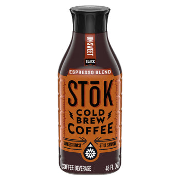 SToK Cold Brew Coffee, Espresso Blend, Dark Roast Brewed Low and Slow, Unsweetened, Black Coffee, 48 FL OZ Bottle