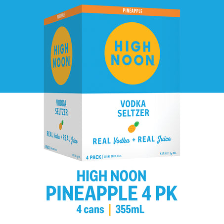 High Noon Pineapple Vodka Hard Seltzer 355ml Can 4pk