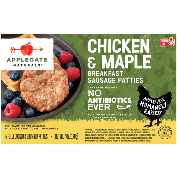 Applegate Chicken & Maple Breakfast Sausage Patties (Frozen) 6 ct