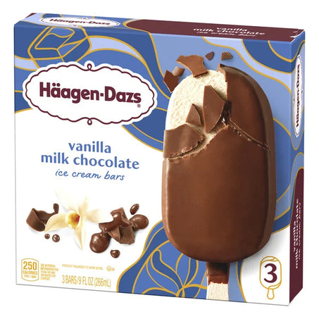 Haagen-Dazs Vanilla Milk Chocolate Ice Cream Snack Bars 3 ct