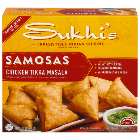 Sukhi's Indian Chicken Tikka Masala Samosa Frozen Appetizer Snack 10 oz