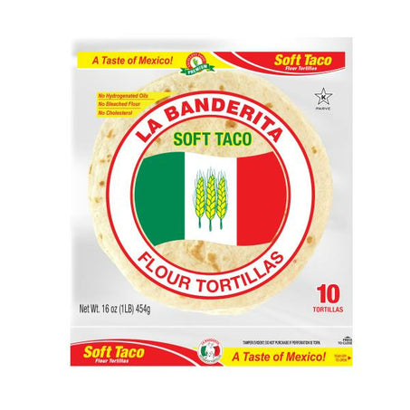 La Banderita Soft Taco, 8" Large Flour Tortillas 16 oz