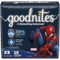 Goodnites Boys' Nighttime Bedwetting Underwear, Size Extra Small (28-43 lbs)