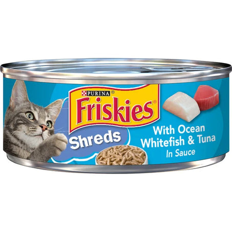 Purina Friskies Shreds with Ocean Whitefish & Tuna in Sauce Cat Food, 5.5 oz