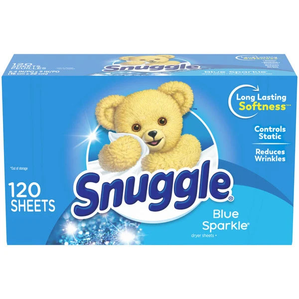 Snuggle Fabric Softener Dryer Sheets Blue Sparkle Scent 120