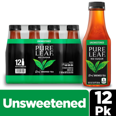 Pure Leaf Unsweetened Black Tea Real Brewed Tea • 12 x 16.9 fl oz