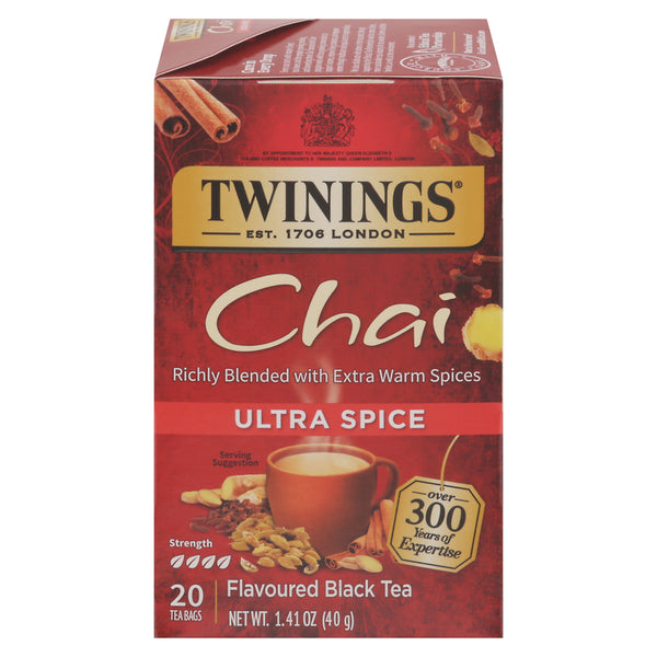 Twinings Flavoured Black Tea, Chai, Ultra Spice, Tea Bags 20 ct