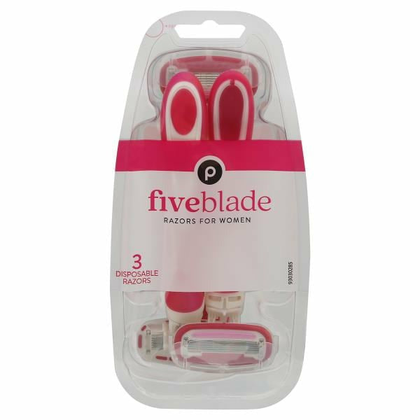 Publix Razors, Five Blade, Disposable for Women 3 ct