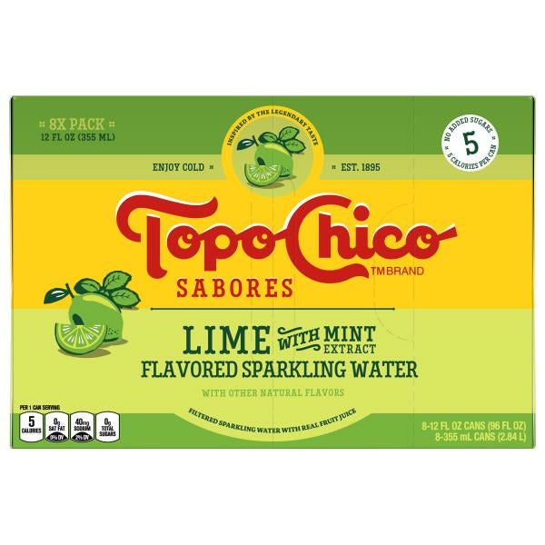 Topo Chico Sparkling Water, Lime with Mint Extract 8 x 12 fl oz