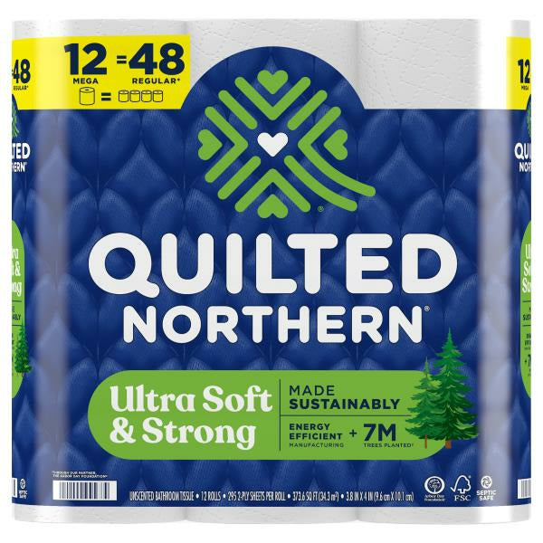 Quilted Northern Bathroom Tissue, Unscented, Mega Rolls, 2-Ply 12 ct