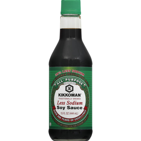 Kikkoman Soy Sauce, Less Sodium 15 fl oz