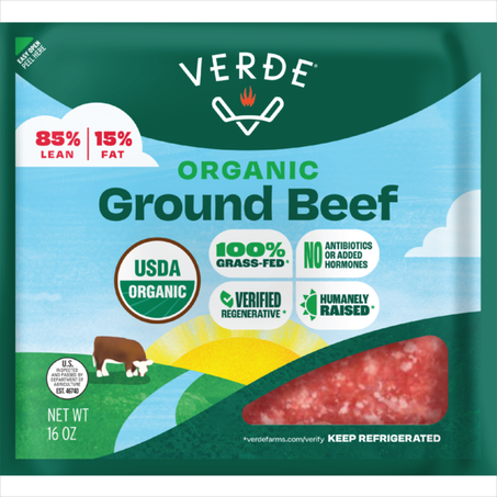 Verde Farms 85/15, Organic, 100% Grass-Fed, Ground Beef 16 oz