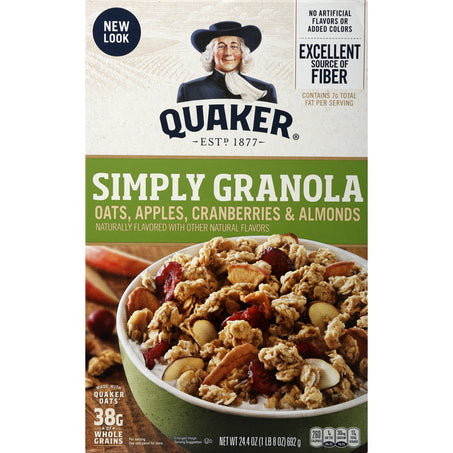 Quaker Simply Granola, Oats, Apples, Cranberries & Almonds 24.4 oz