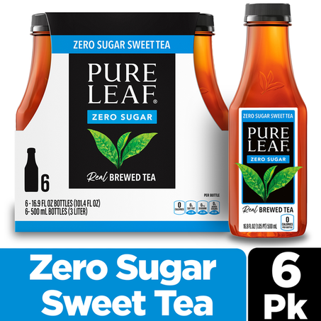 Pure Leaf Zero Sugar Real Brewed Tea Sweet Tea • 6 x 16.9 fl oz
