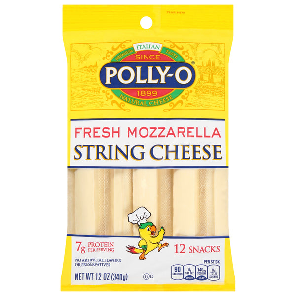 Polly-O String Cheese, Fresh Mozzarella 12 each