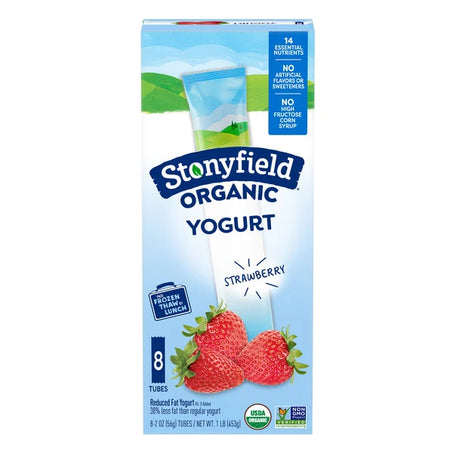 Stonyfield Organic Reduced Fat Yogurt Tubes Strawberry 8 ct