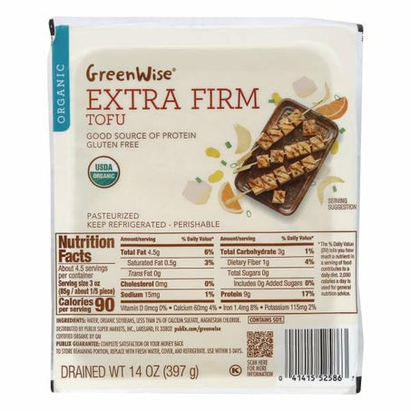 GreenWise Tofu, Organic, Extra Firm 14 oz