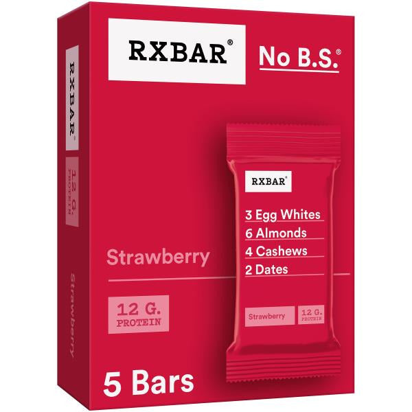 RXBAR Gluten-Free Protein Bars Strawberry, 12g Protein,  5 Count