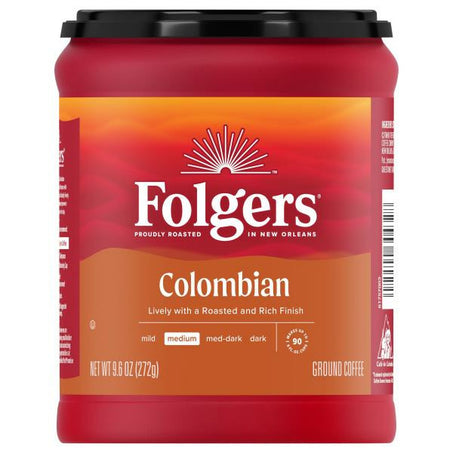 Folgers Colombian Ground Coffee, Medium Roast, 9.6 Ounce Canister  9.6 oz