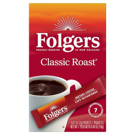 Folgers Instant Coffee Crystals Classic Roast Single Serve Packets 7 ct