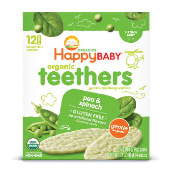 Happy Baby Organics Organics Organic Teethers Gluten Free Gentle Teething Wafers Pea & Spinach