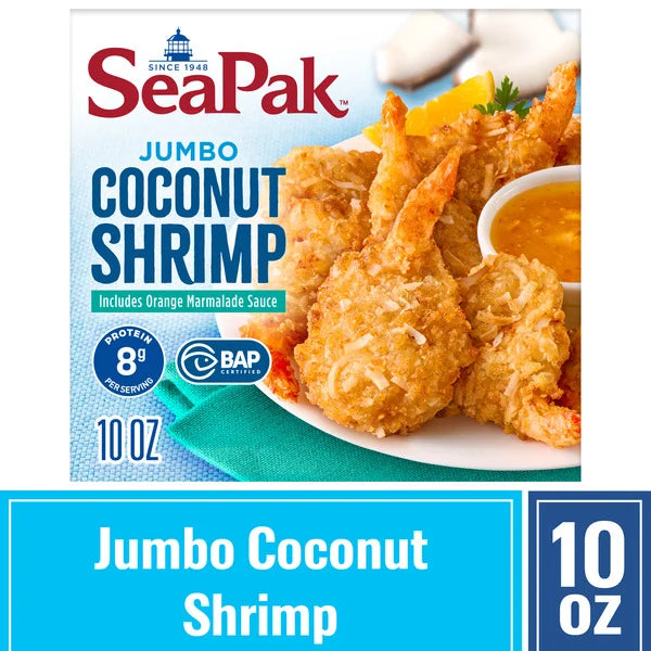 SeaPak Jumbo Coconut Shrimp with Orange Marmalade, Easy to Bake, Frozen