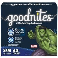 Goodnites Boys' Nighttime Bedwetting Underwear, Size S/M (43-68 lbs) 44 ct