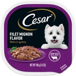 CESAR Adult Soft Wet Dog Food Filets in Gravy Filet Mignon Flavor, 3.5 oz.