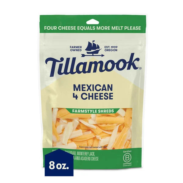 Tillamook Farmstyle Mexican 4 Cheese Blend Shredded Cheese 8 oz