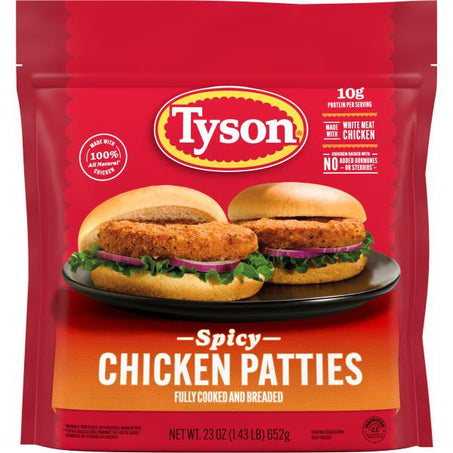 Tyson Fully Cooked Spicy Chicken Patties, Frozen 26 oz