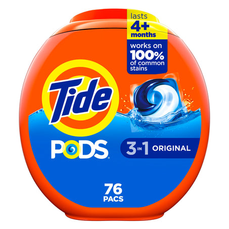 Tide Liquid Laundry Detergent Soap Pacs, 76 Count, Original Scent 1 ct