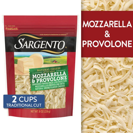 Sargento Shredded Mozzarella & Provolone with Natural Smoke Flavor Natural Cheeses 8 oz