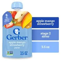 Gerber Stage 2 Baby Food Apple Mango Strawberry Puree Pouch