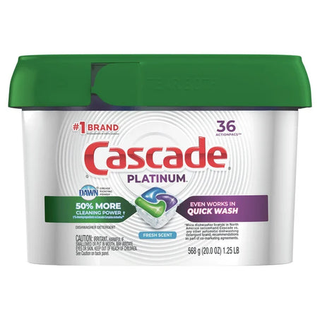 Cascade Platinum Actionpacs Dishwasher Detergent, Fresh Scent 36 ct