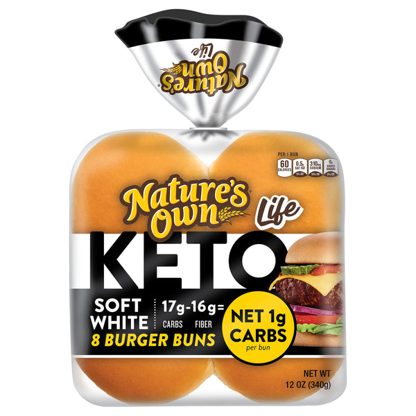 Nature's Own Life Keto Burger Buns, Keto Bread Hamburger Buns 8 ct