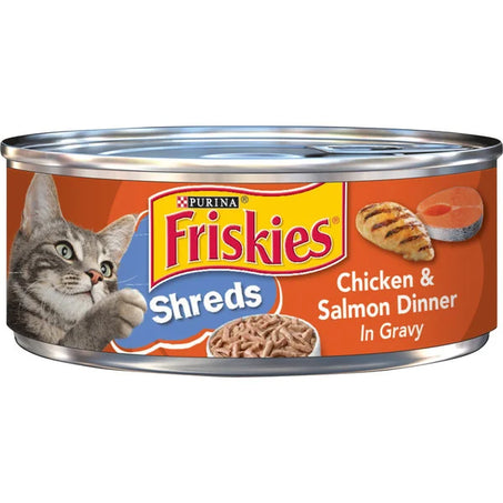 Purina Friskies Shreds Chicken & Salmon Dinner in Gravy Cat Food, 5.5 oz