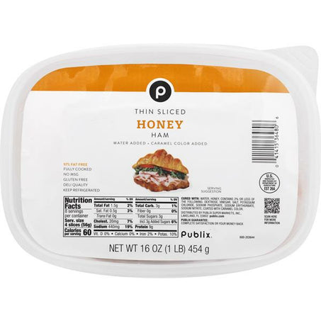 Publix Ham, Honey, Thin Sliced 1 lb