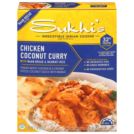 Sukhi's Chicken Coconut Curry w/ Naan Flatbread Basmati Rice Frozen Meal 11 oz