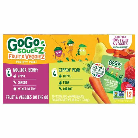 GoGo Squeez Fruit & VeggieZ, Variety Pear Berry  • 12 x 3.2 oz