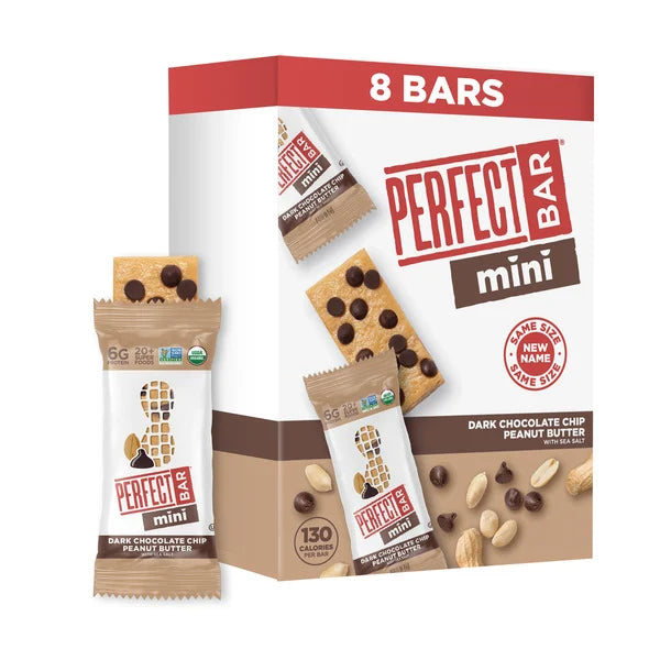 Perfect Snacks Mini Dark Chocolate Chip Peanut Butter Protein Bar, Gluten-Free 8 Bars