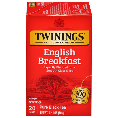 Twinings Black Tea, Pure, English Breakfast, Tea Bags 20 ct