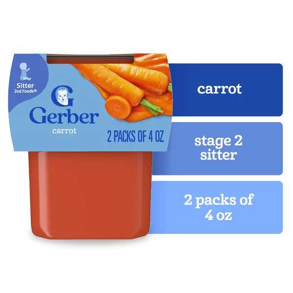 Gerber Stage 2 Baby Food Carrot Puree Tubs Baby Puree 4 oz