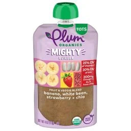 Plum Organics® Mighty Protein & Fiber™ Banana, White Bean, Strawberry & Chia Tots Pouch