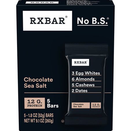 RXBAR Protein Bars, Protein Snack, Snack Bars, Chocolate Sea Salt 5 Bars