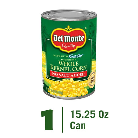 Del Monte Corn, No Salt Added, Golden Sweet, Whole Kernel 15.25 oz