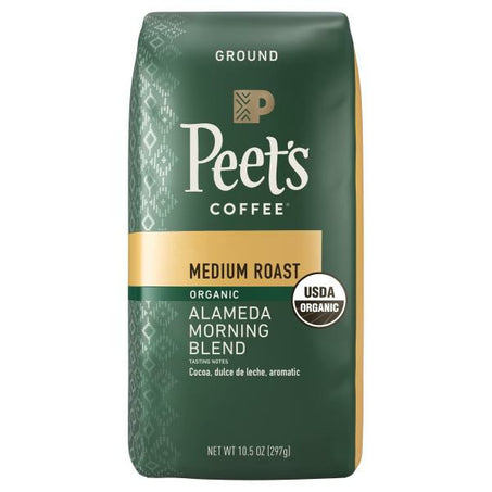 Peet's Coffee Organic Alameda Morning Blend, Medium Roast Ground, Bag 10.5 ounces