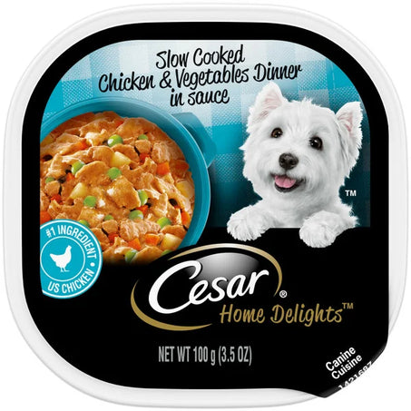 Cesar Home Delights Slow Cooked Chicken & Vegetables Dinner in Sauce Dog Food, 3.5 oz