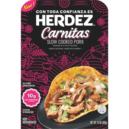 Herdez Fully Cooked Entree Pork Carnitas 15 oz •
