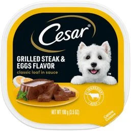 CESAR Soft Wet Dog Food Classic Loaf in Sauce Grilled Steak and Eggs Flavor,  3.5 oz.