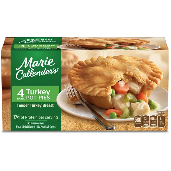 Marie Callender's Turkey Pot Pie Single Serve Frozen Meal 4-Count